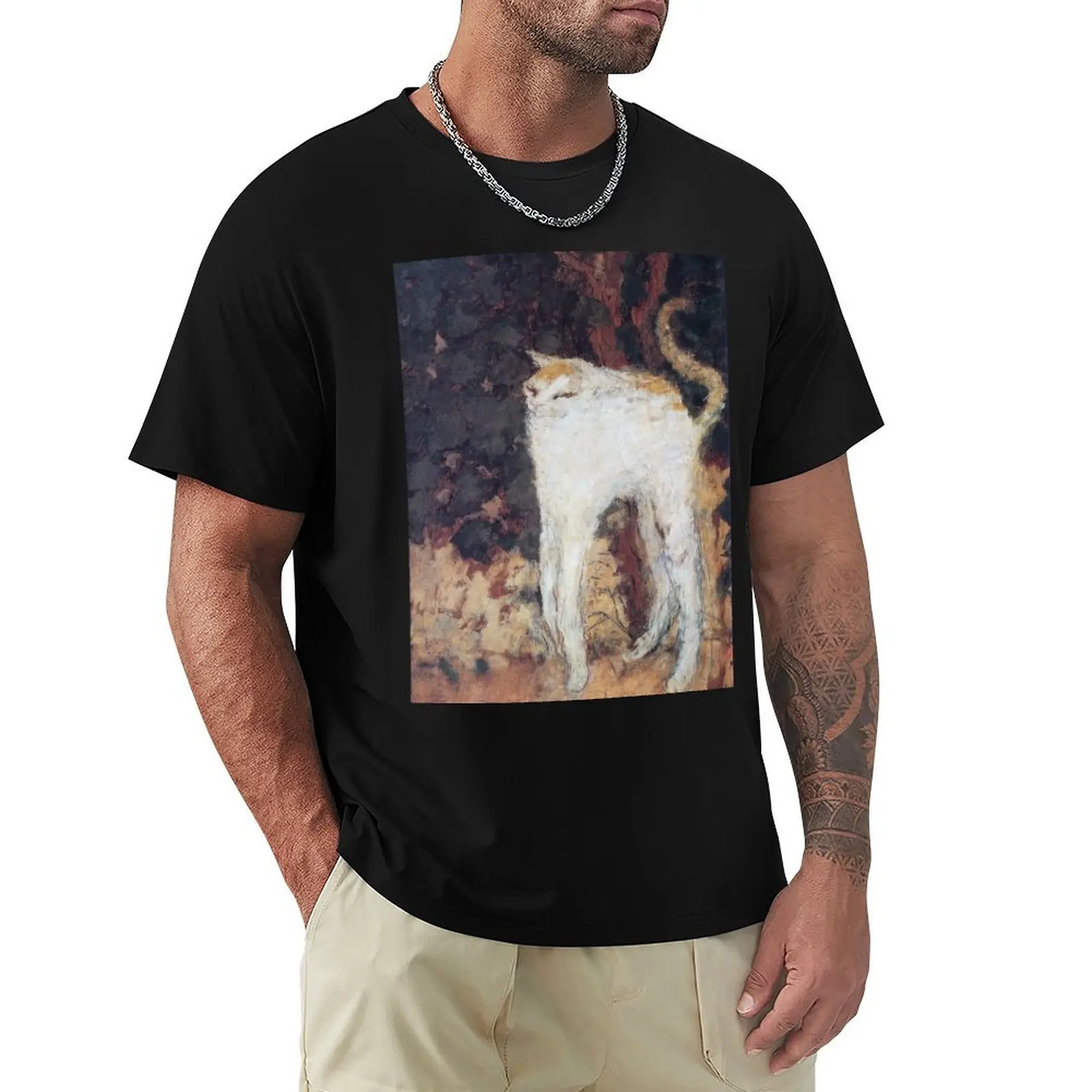 Pierre Bonnard - Le chat blanc (El Gato Blanco) 1894 Camiseta de Talla Grande y Color Sólido