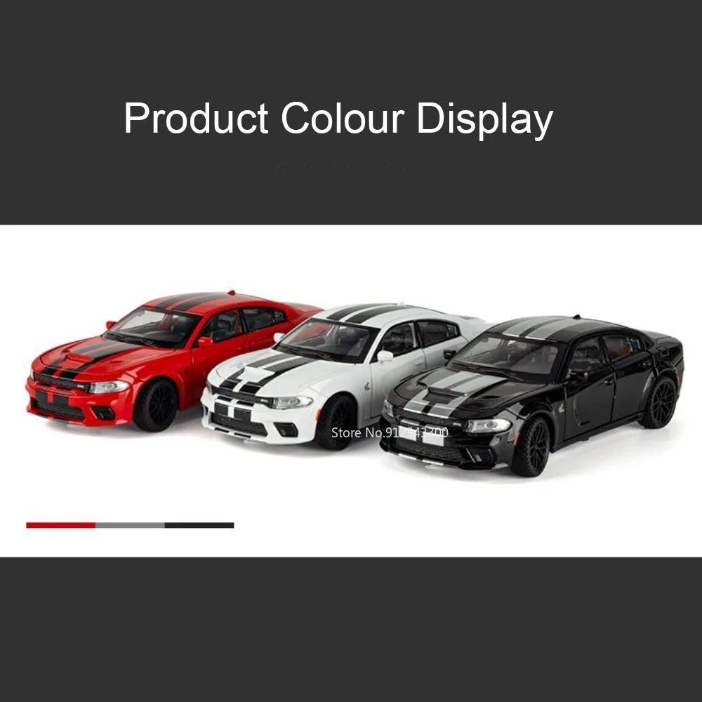 1:32 Maßstab Hellcat Charger Sportwagen-Modell Spielzeug mit Stoßdämpfung, Musik und Licht Supercar-Modelle aus Legierung Druckguss-Spielzeuge Sammlerstück – Detail 14