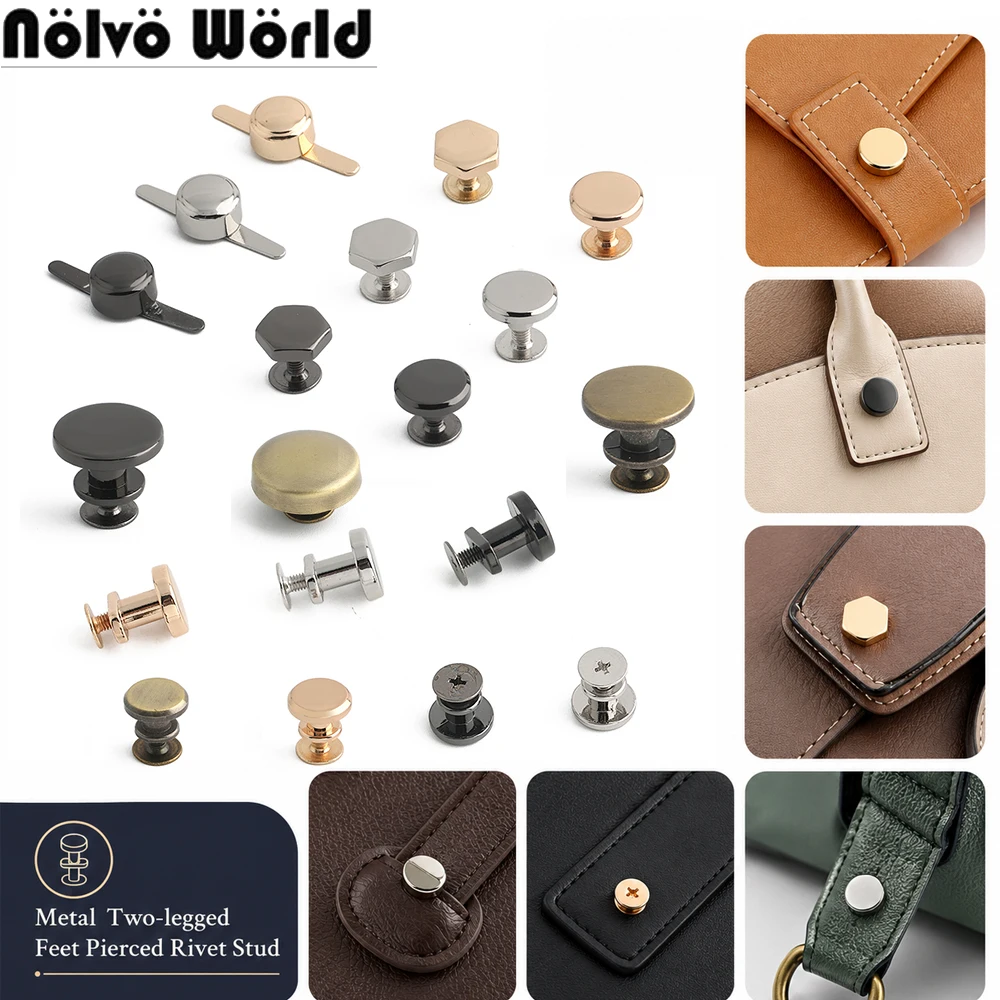 20/50/200 Pièces Clous à Rivets Métalliques Ronds de 7-15mm pour la Réparation du Fond des Sacs à Main, Sacs et Portefeuilles, Accessoires pour Artisanat du Cuir