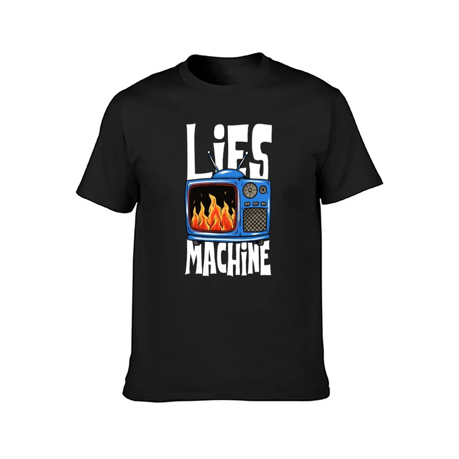 Lies Machine Television illustration T-Shirt vintage plus size tops plain black t shirts men