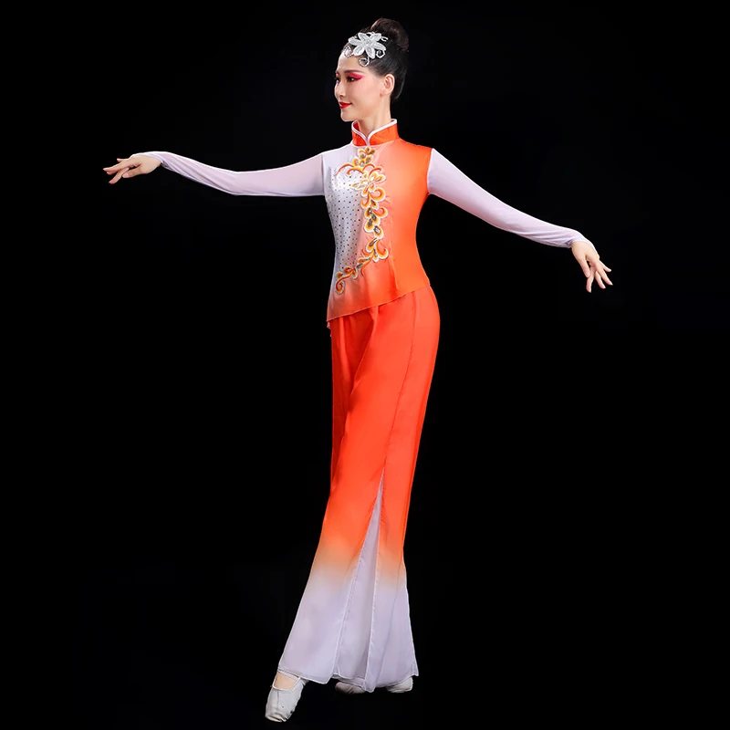 Classical dance costume Female new elegant fan dance costume National umbrella Yangko dress square dance dress