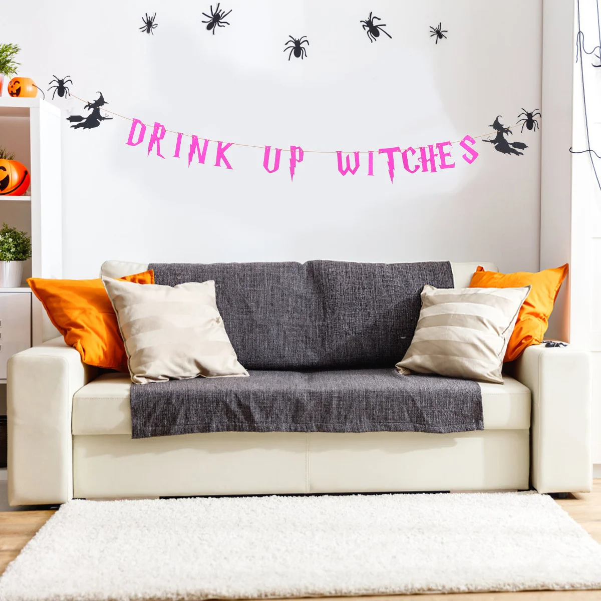 

Halloween Banner Drink Up Witches Flashing Banner Purple Party Decoration Festive Atmosphere Halloween Background