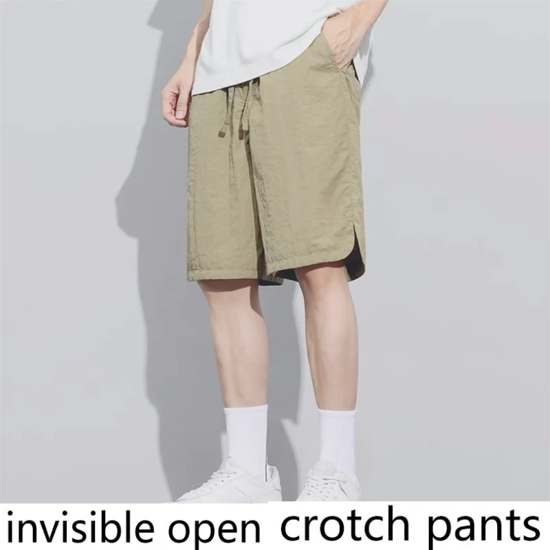 

Брюки с невидимым шаговым швом, быстросохнущие шорты из ледяного шелка, мужские летние повседневные брюки с пятью точками 2025, удобные для пар для свиданий