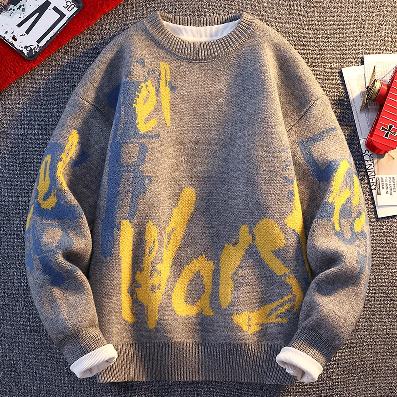 Designer Original Men's Autumn Luxury Long Sleeves Knit Sweater Jacquard Keep Warm Round Neck Pullover Leisure Trend Men's Tops