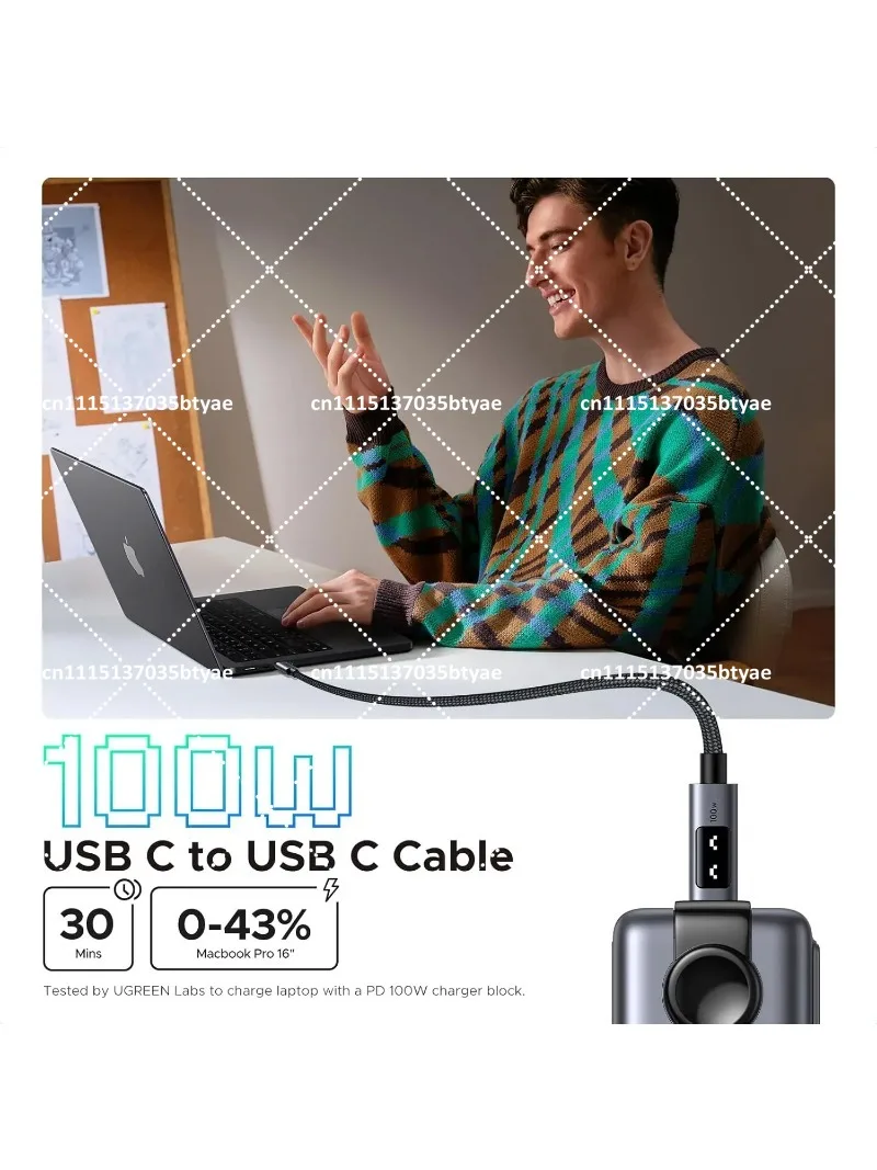 Uno USB C to USB C Cable 100W Fast Charging Cable Type C Charging Cord with LED Display