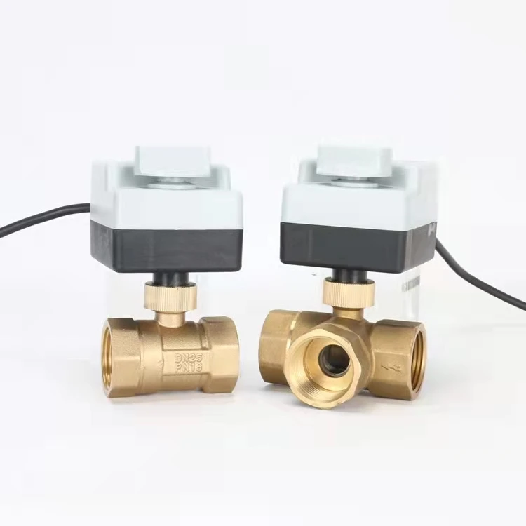 Hand self-integrated air conditioner solar water electric two-way three-way ball valve 4 minutes 6 minutes three-line two-contro