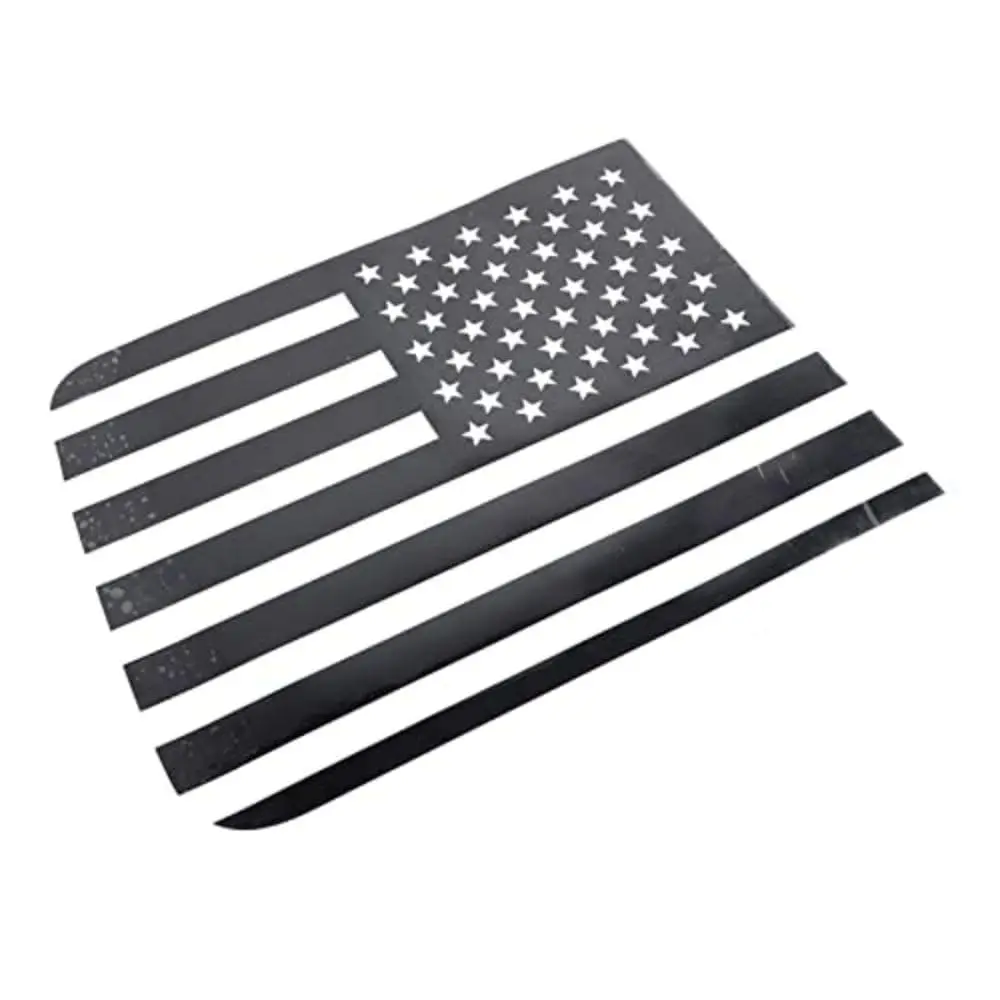 

2x Black Rear Side Window Trim Stickers - USA Flag Decal for 15-22 Ford F-150 F150