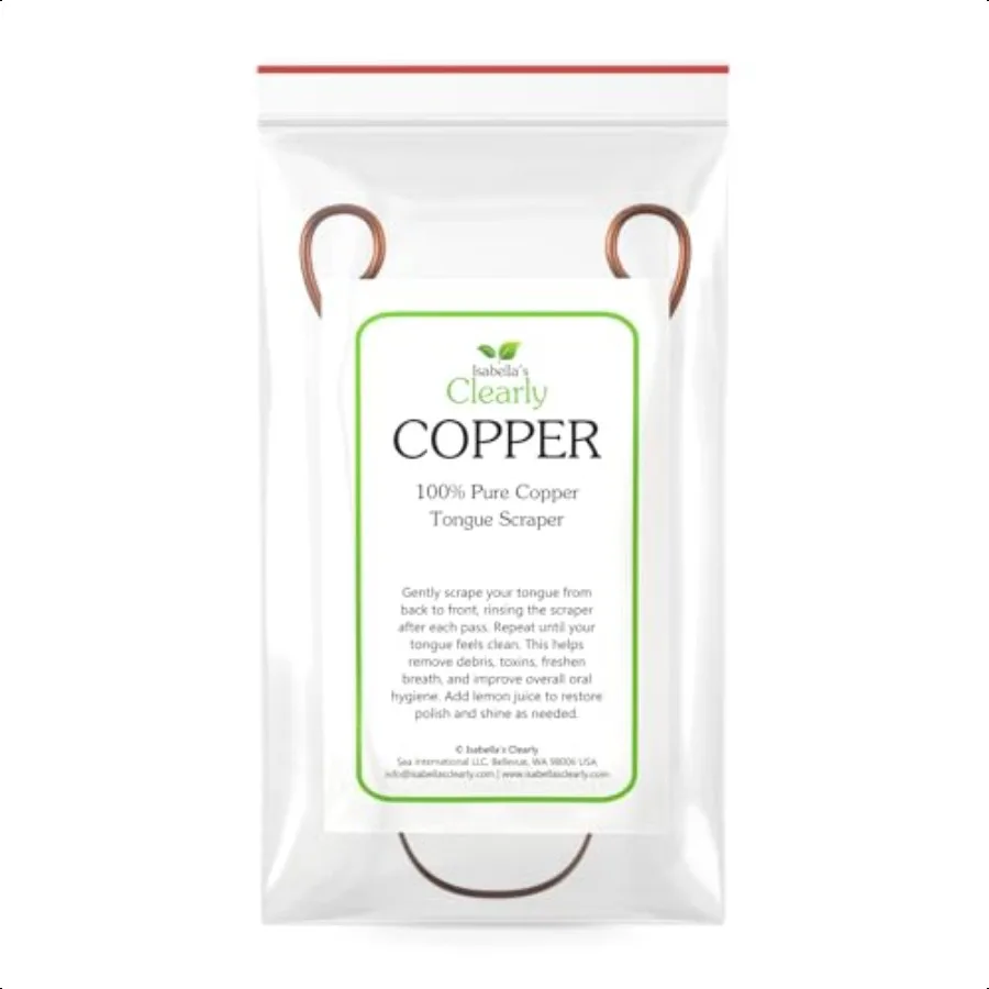 منظف اللسان المعدني الأيورفيدا 100 من النحاس النقي من إيزابيلا، خالٍ من مادة BPA للبالغين والعناية الطبيعية بالفم #2