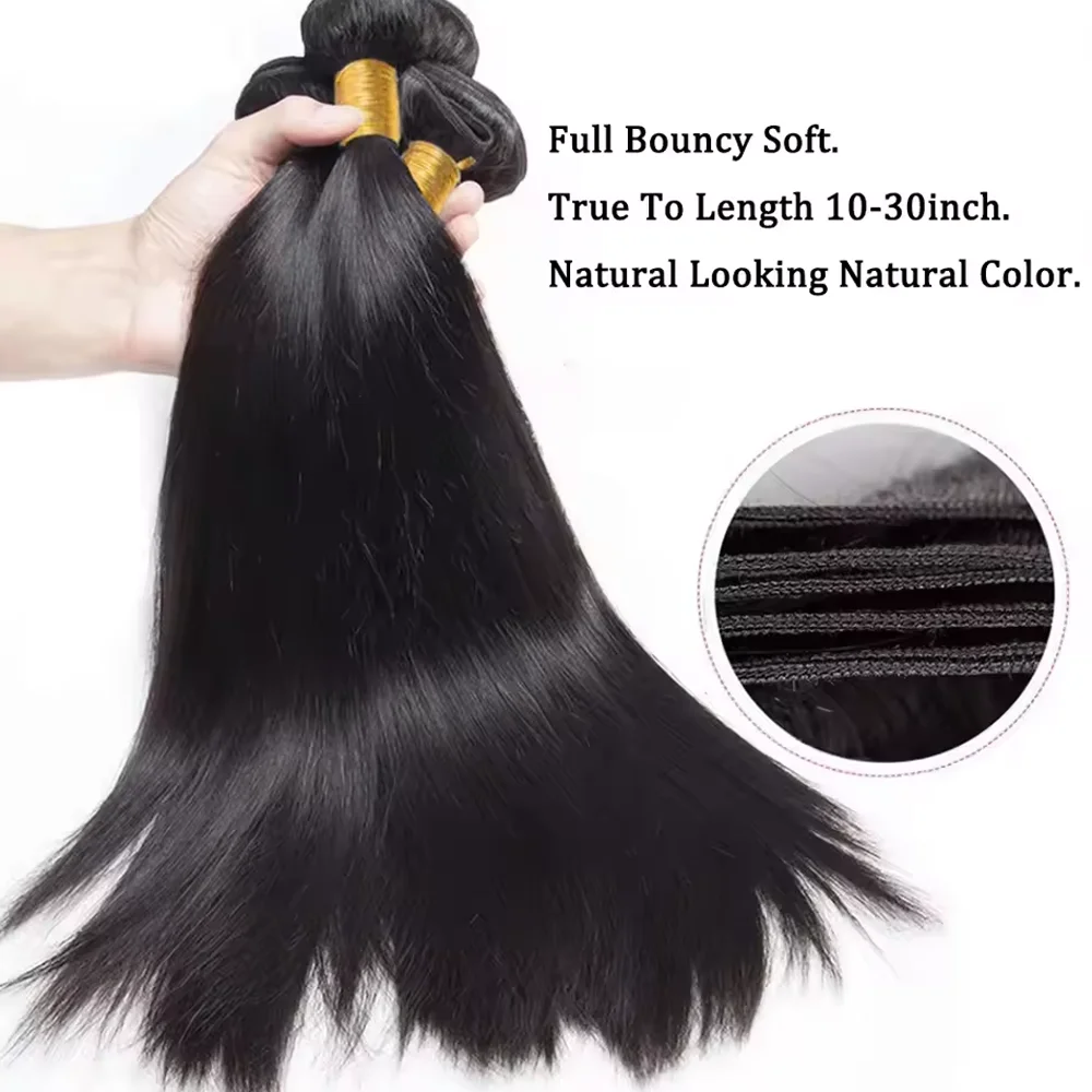 أسود طبيعي 1 3 4 عروض الحزمة غير المجهزة 42 بوصة العظام مستقيم 100% حزم الشعر البشري وصلات شعر خام للنساء الاختيار #5