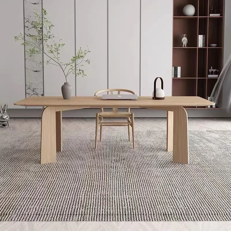 

Nordic solid wood conference table and chair combination long simple log desk negotiation large workbench