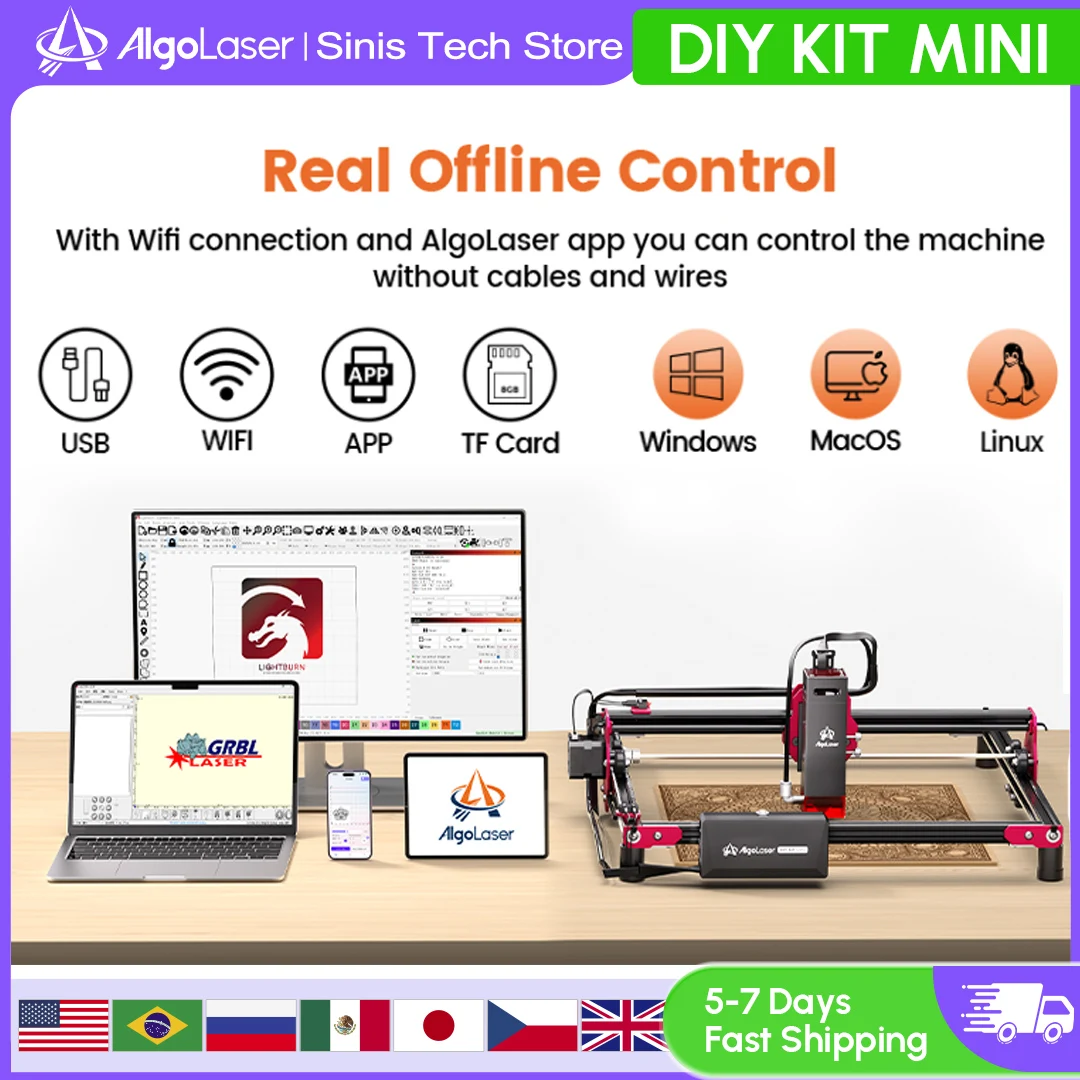 

Algolaser DIY KIT MINI Laser Engraver 5/10W Laser Engraving Machine For Beginners/Business/Handcraft Enthusiast Woodworking Tool