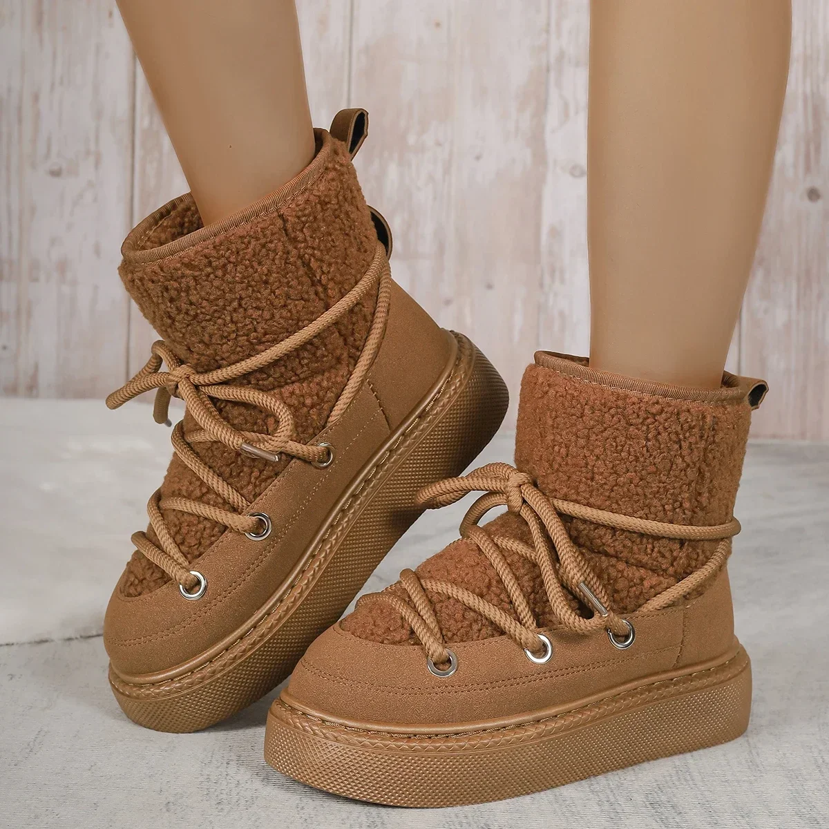 New Winter Snow Boots Women\'s Fur One Body Plus Wool Thickened Warm Non-slip Super Warm High Top Women\'s Cotton Shoes Size 36-43