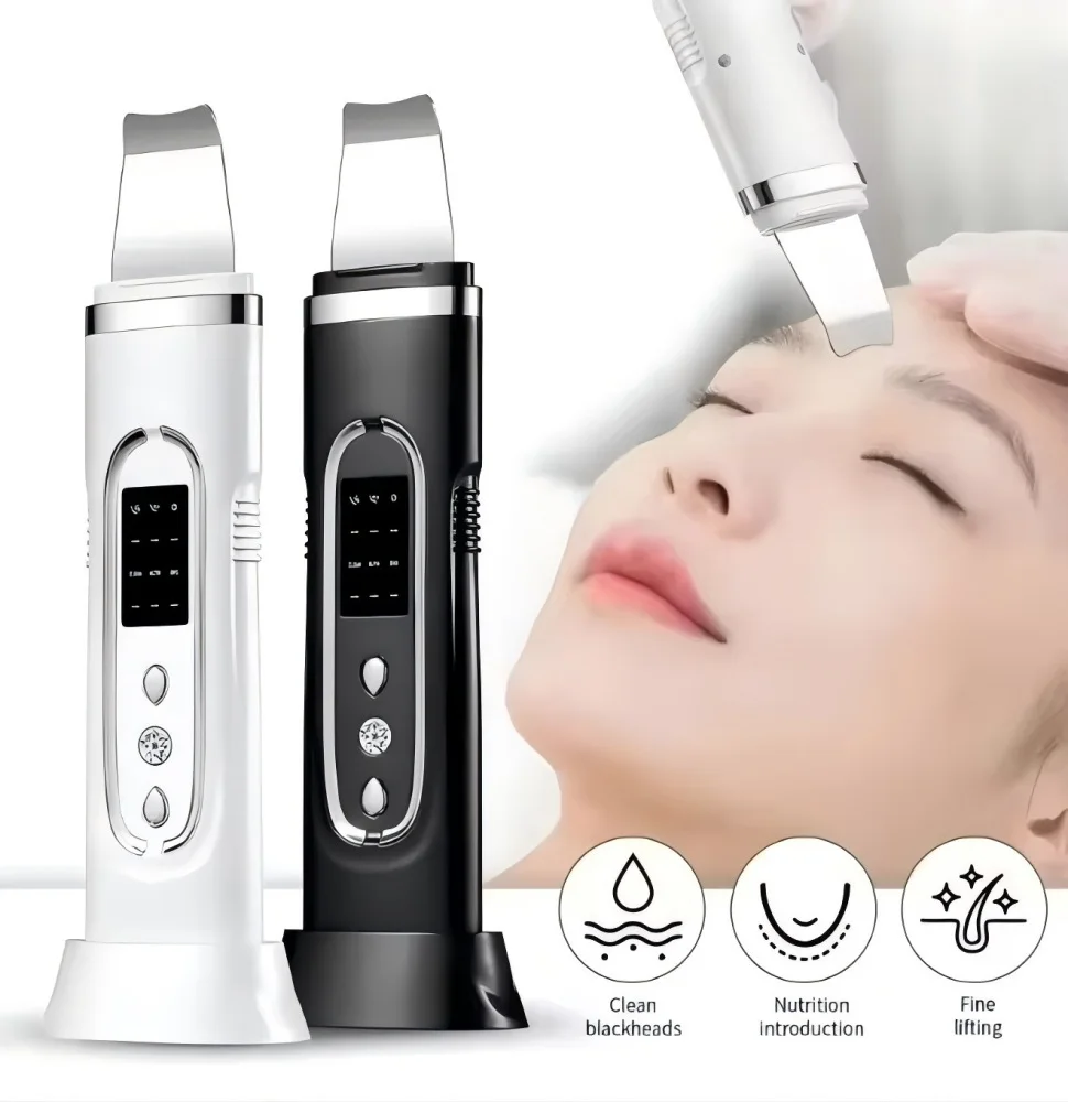 Detergente per la pelle ad ultrasuoni Scrubber per il viso Esfoliante Cura della pelle Acne Microcorrente Rimozione di punti neri Macchina per la pulizia dei pori del viso