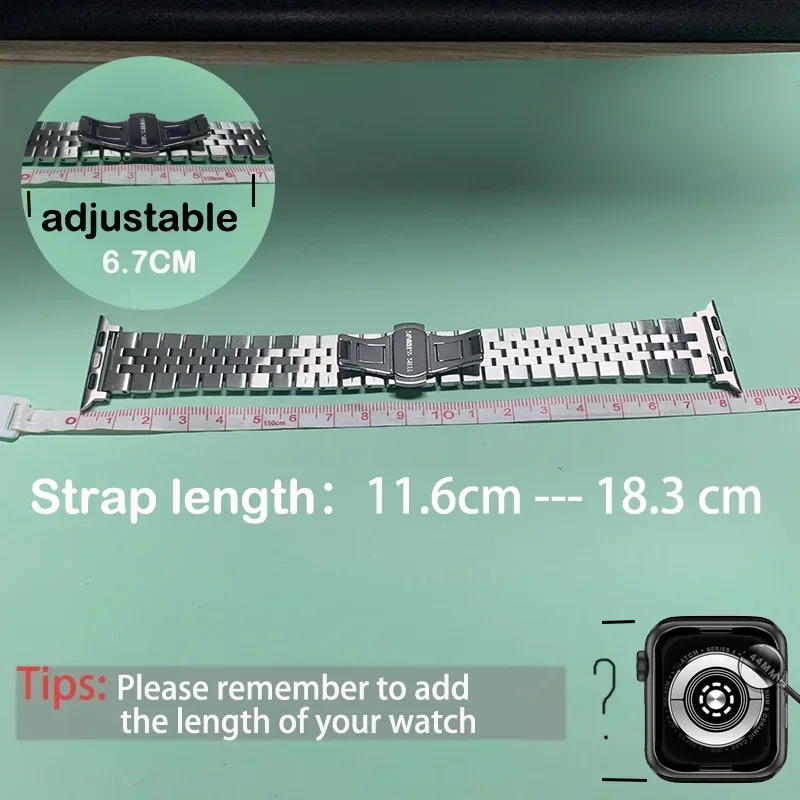 Steel Strap Band Metal Replacement Bracelet for Apple Watch Ultra 49mm 46mm 44mm 40mm IWatch Series 10 9 8 7 6 SE 5 4 45mm 41mm image 5