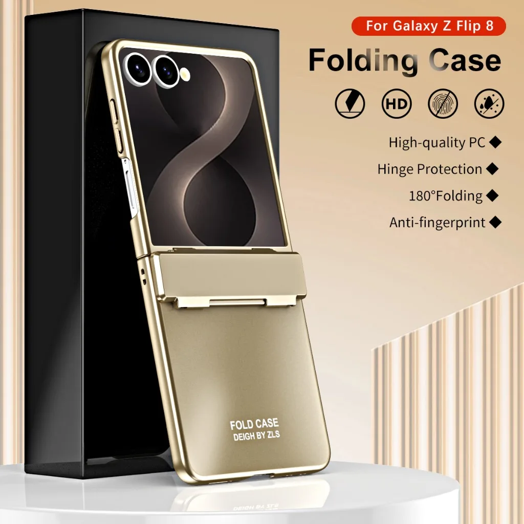 Matte Electroplating Integrated Hinge Phone Case For Samsung Galaxy Z Flip 8 7 FE 6 5 4 Hard PC Shockproof Protective Cover