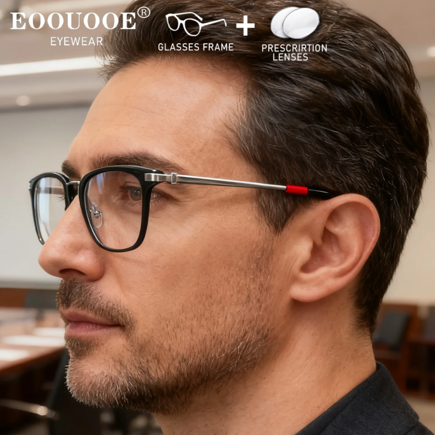 

Vintage Acetate Optical Eyewear Prescription Glasses Lenses Myopia Hyperopia Progressive Anti-Reflective Spring Design Temple