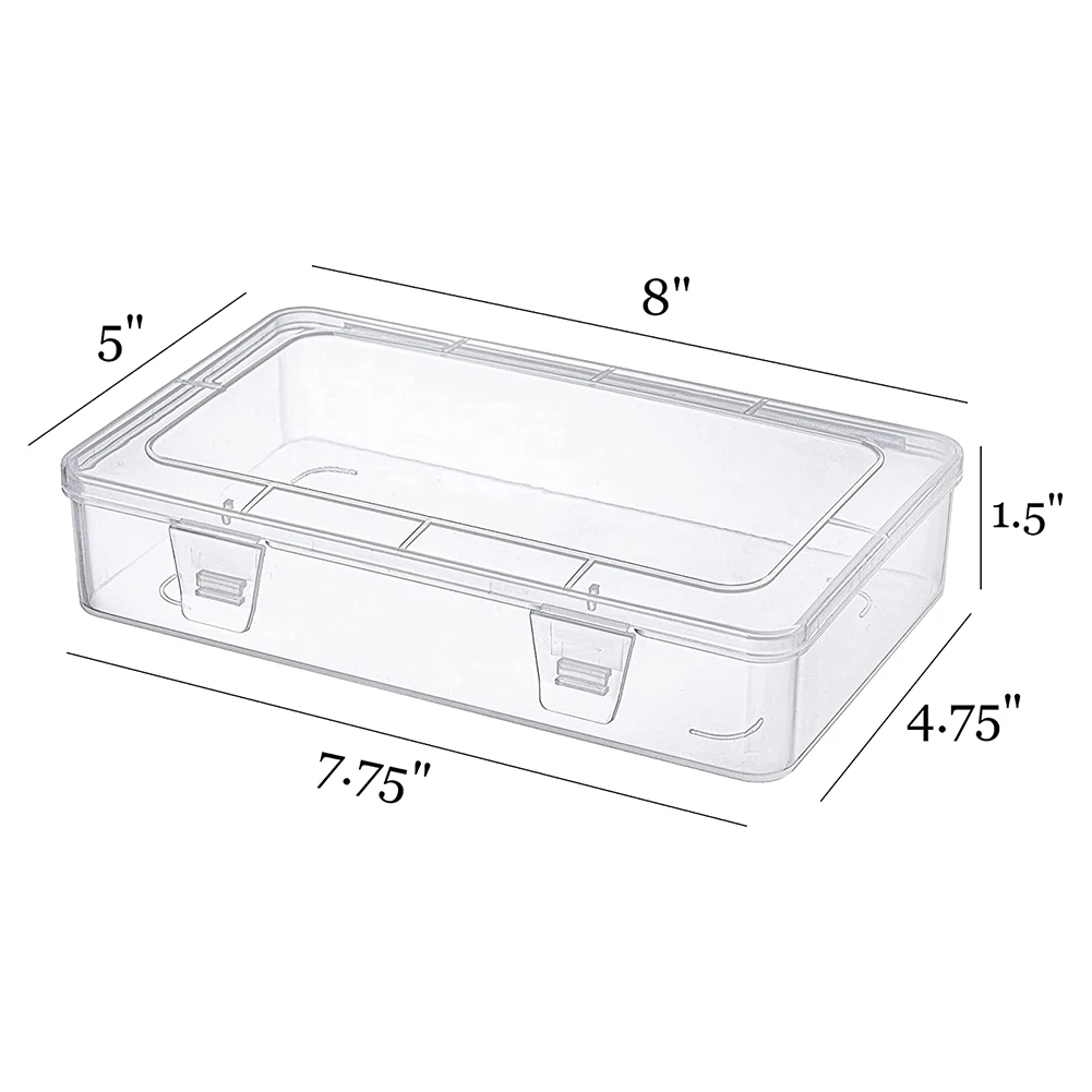 ABPP-12-Pack Clear Plastic Storage Containers, 8 X 5 X 1.75 Inch Empty Hinged Box, Stackable Organizer