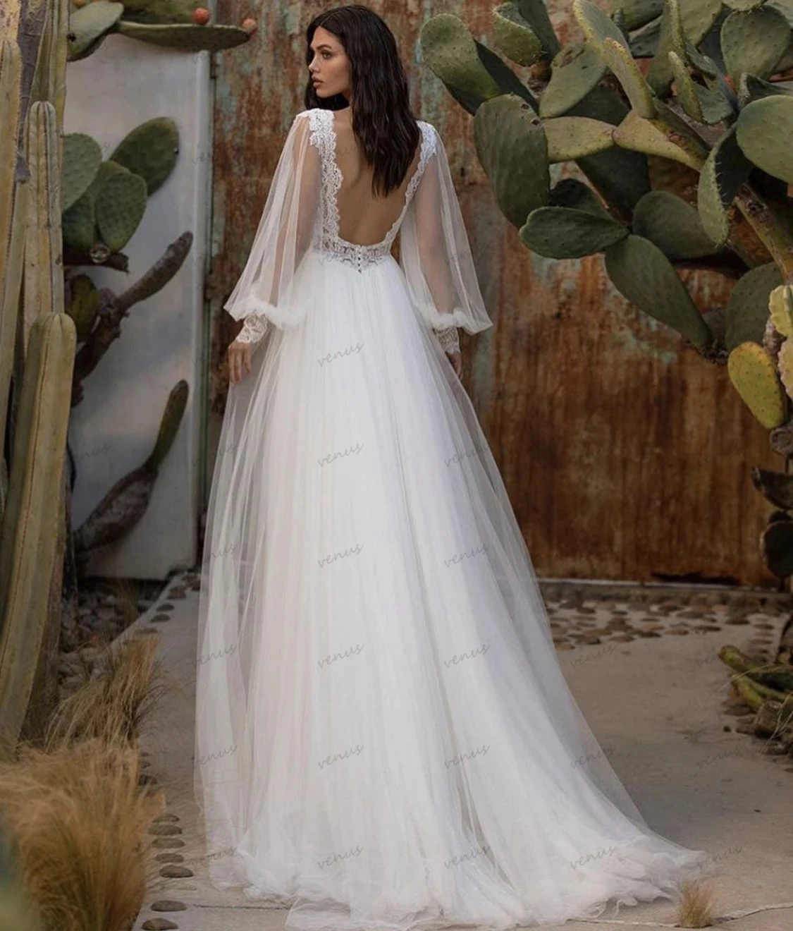 Robes de mariée bohème à plusieurs niveaux, robes trapèze à manches longues bouffantes, vêtements en tulle, élégant, fête formelle, patients, 2024