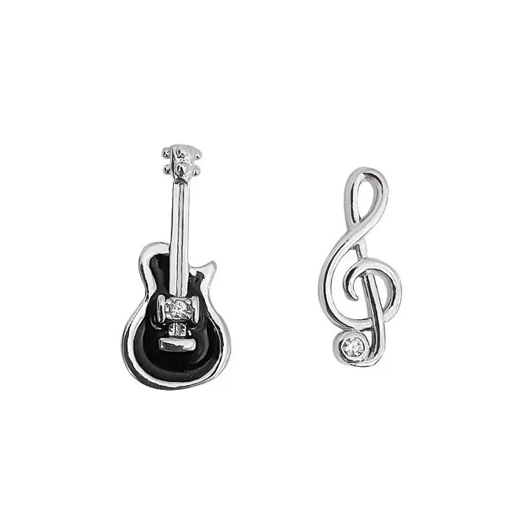 25pcs/set  Fashion Simple Asymmetric Guitar Note Stud Earrings Creative Cute Small Earrings for Women Girls Music Lovers Gift