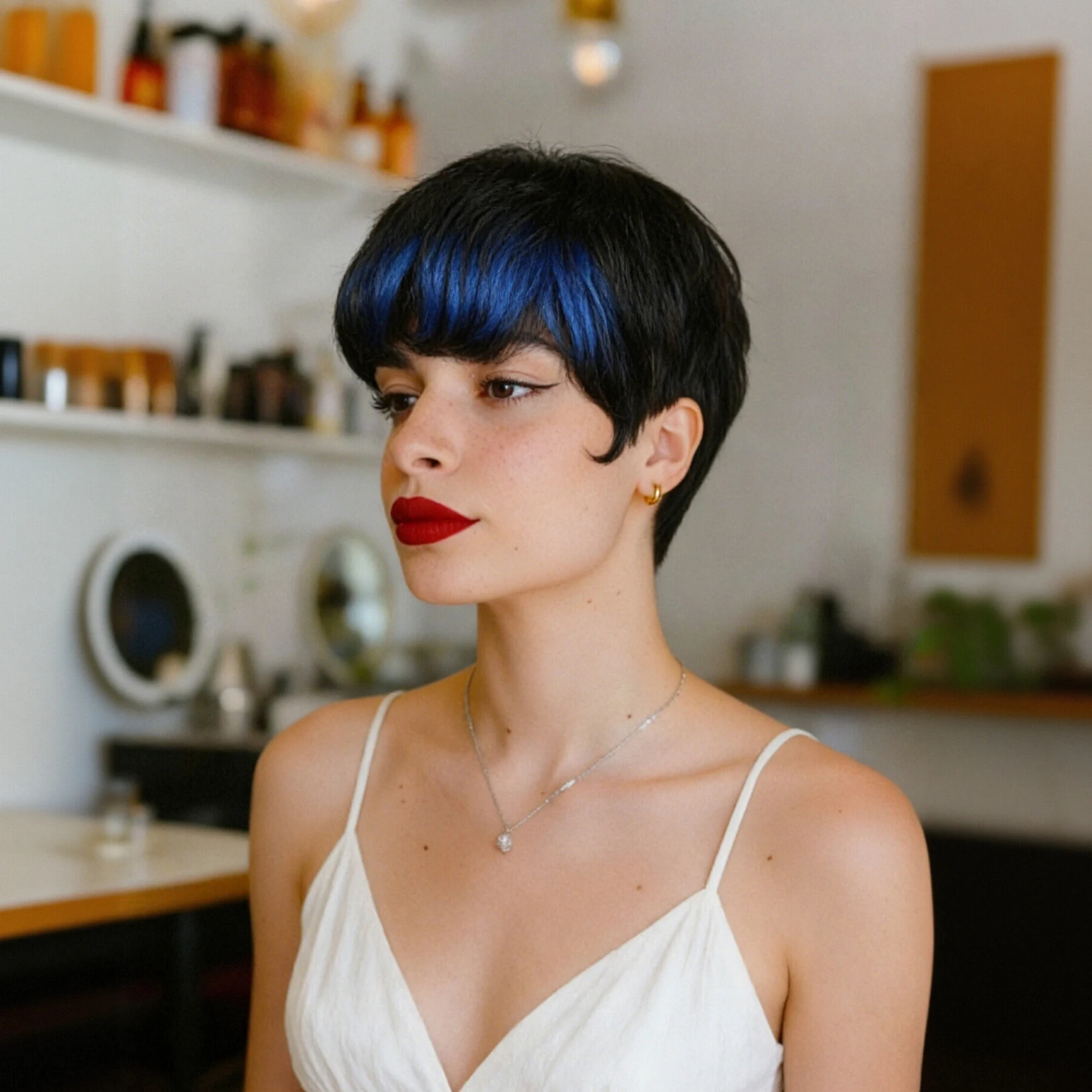 

Ombre Синие Короткие Прямые Парики Человеческих Волос Натуральные Смешанные Цветные Парики Стрижки Пикси Человеческие Волосы 1B /Синяя Челка Для Женщин Парик Машинного Сделано