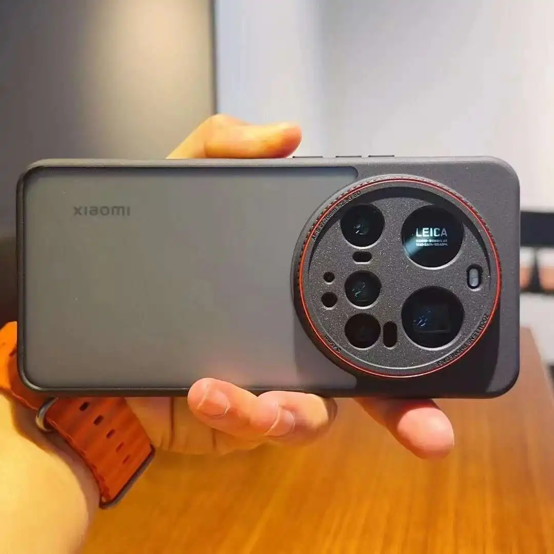 حافظة لهاتف Xiaomi 15 Ultra حافظة فاخرة بإطار عدسة أحمر غير لامع غطاء خلفي لهاتف Xiaomi MI 15 Ultra ممتص للصدمات MI15Ultra Funda