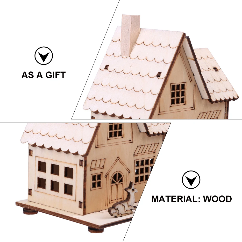 

Wooden Modeling Design Luminous Christmas Decor Xmas Festival Desktop Gift LED Wooden Christmas Cabin