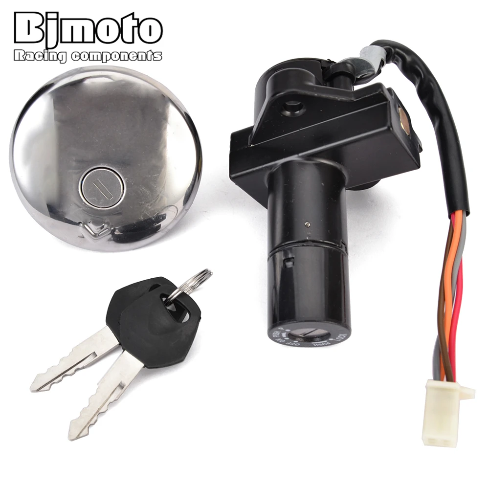 Tampa de gás de combustível para motocicleta, interruptor de ignição, trava de assento com kit de chave para suzuki gn250 1985-2001