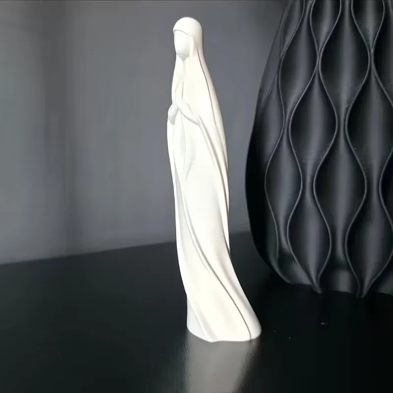 Elegante Jungfrau-Maria-Statue, Minimalistische 3D-Gedruckte Engel-Figur für Heim-Garten-Regal-Dekoration – Detail 4