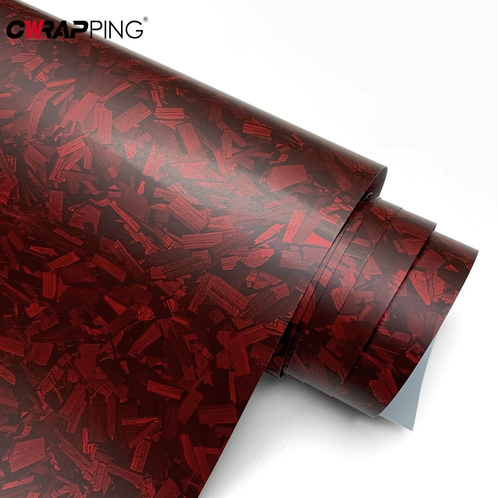

Matte Automotive Vinyl Car Stickers Forged Carbon Fiber Red Car Wrap Film Motorcycle Vinyls Body Covering Accessories Auto Films