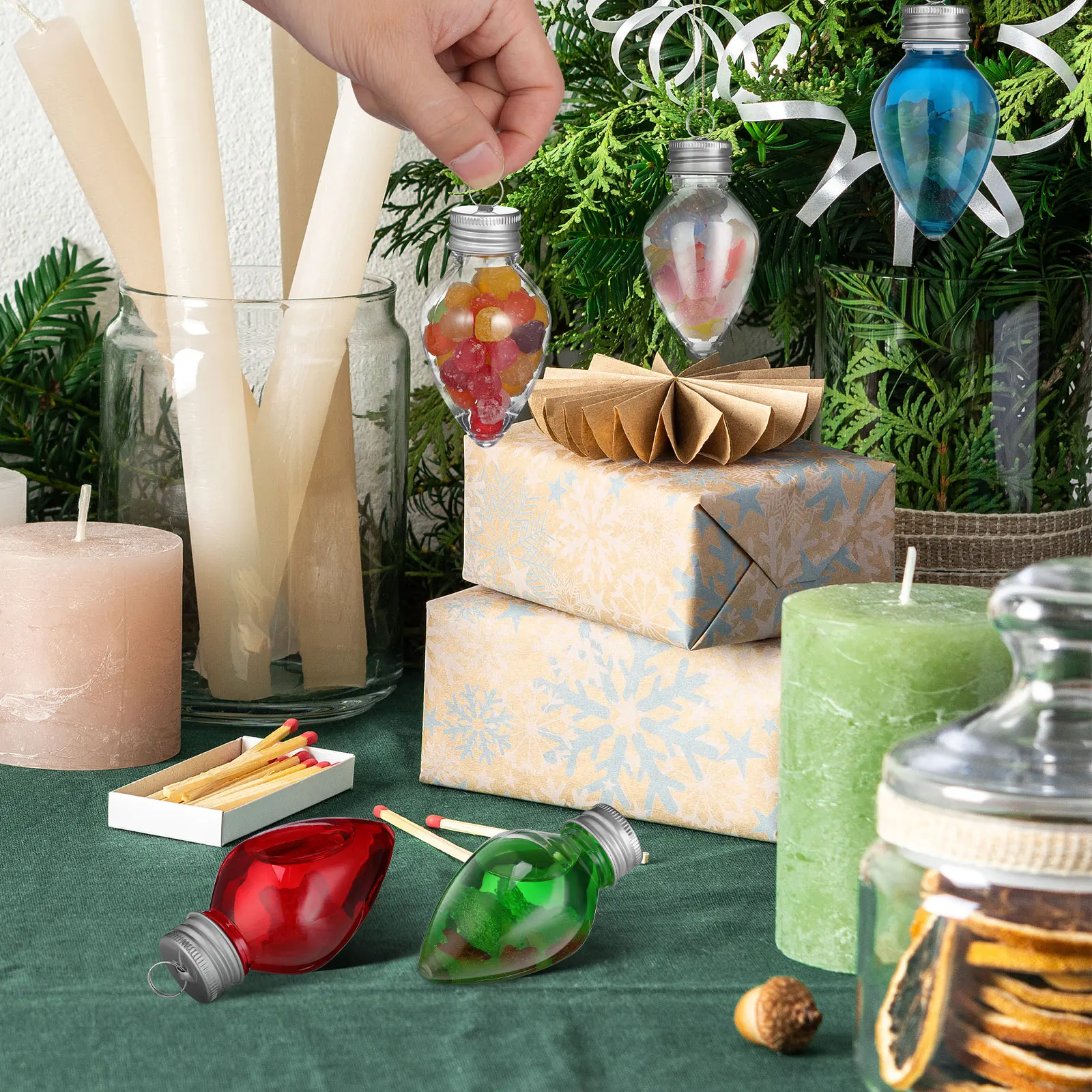 

10pcs Christmas Tree Decoration Bottle 500Ml Empty Reusable Beverage Bottles For Party Candy Jars Holiday Decor Home Ornaments