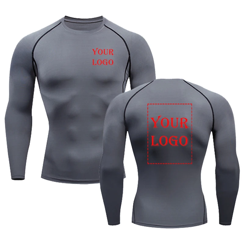 Your OWN Design Brand Logo/Picture Compression Shirts Running Fitness Tight Sportswear Custom Printed GYM Workout Sport T-Shirt