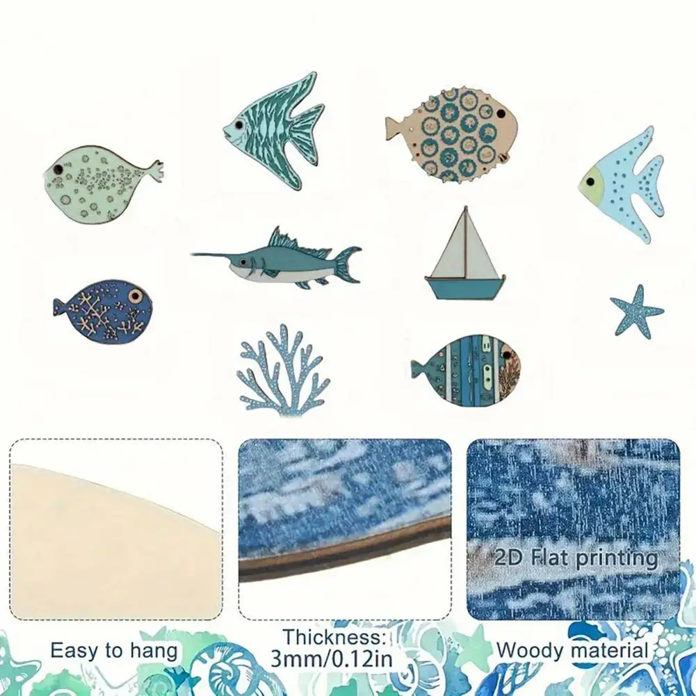 Wooden Fish Wall Decor 10 Pcs Nautical Wall Decor Set Rustic Wooden Fish Starfish Sculptures Coastal Beach Theme Ocean for Room