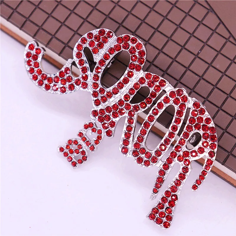 Large Size High Quality Red Sorority Rhinestone Elephant Soror 1913 Delta Pin Brooch Jewelry