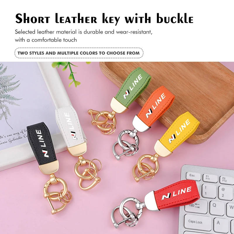 Car Keychain Pendant Leather Key Anti-lost Chain Ring Pendant For Hyundai N Line Tuscon NX4 I20 I30 I10 Sonata Elantra - view 2