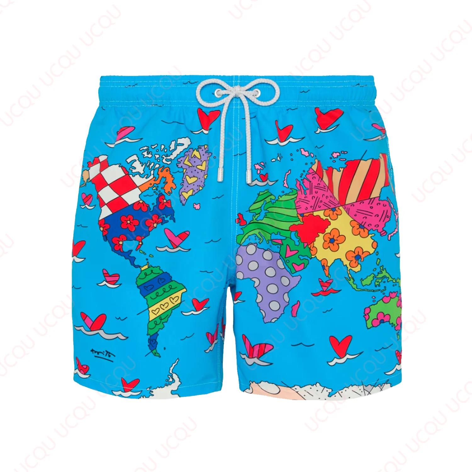 

Britto world placed print Shorts Fashion Beach Shorts Hawaiian Shorts Summer Loose Luxury Swimwear Adults and Kids Sports Shorts