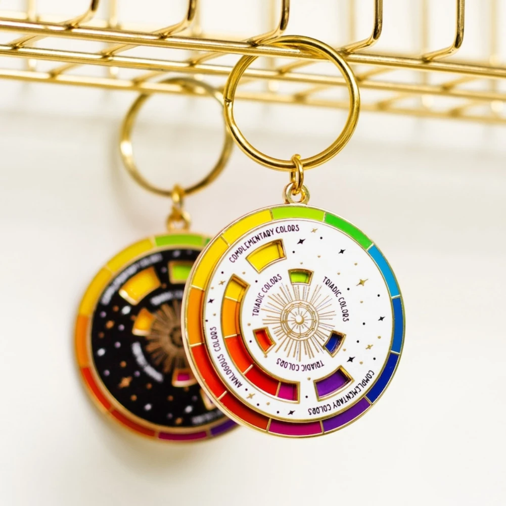 

Wheel Keychain (Black/ White) Theory, Artist Gift, Keychains for Backpack, Hats, Pins Boards, Rainbow Gifts