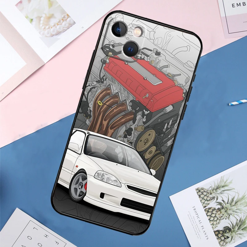 Чехол для телефона JDM Type R Civic Sport для iPhone 11 12 13 14 15 Pro Max Mini 7 8 Plus SE 2020 X XS Max XR Задняя крышка