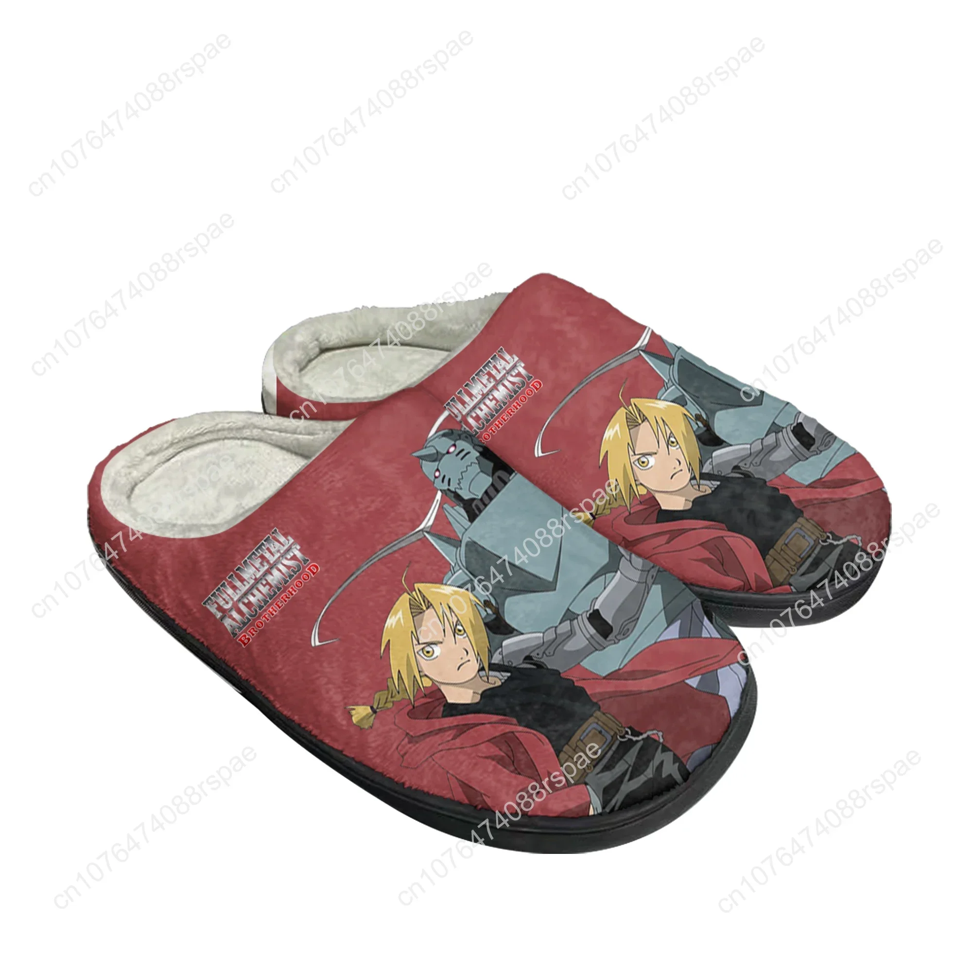 Fullmetal Alchemis Edward Elric Home Cotton Custom Slippers Mens Womens Sandals Plush Casual Keep Warm Shoes Thermal Slipper