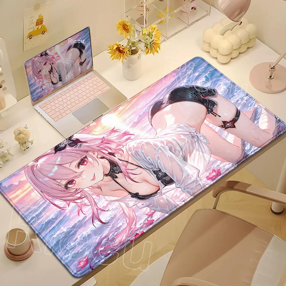 

Kawaii Girl Evernight 7 марта коврик для мыши Honkai Star Rail игровой аниме коврик для мыши нескользящий настольный коврик большие защитные коврики для клавиатуры