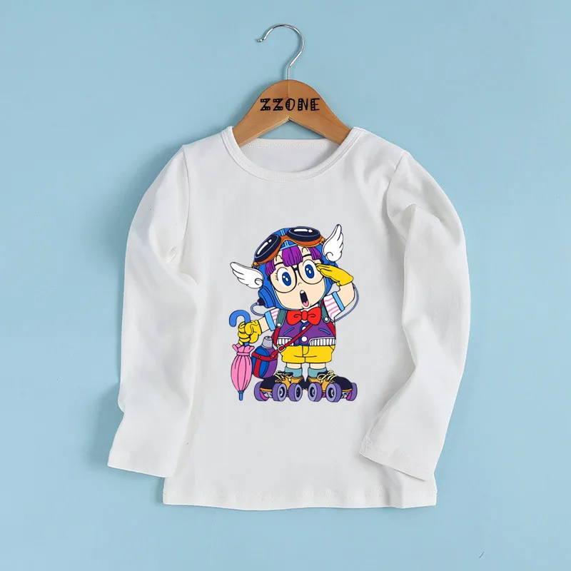 Anime Arale Dr Slump Cartoon Cute Kids T shirt Children Kawaii Funny Clothes Baby Boys and Girls Long Sleeve T-shirt,LKP5476