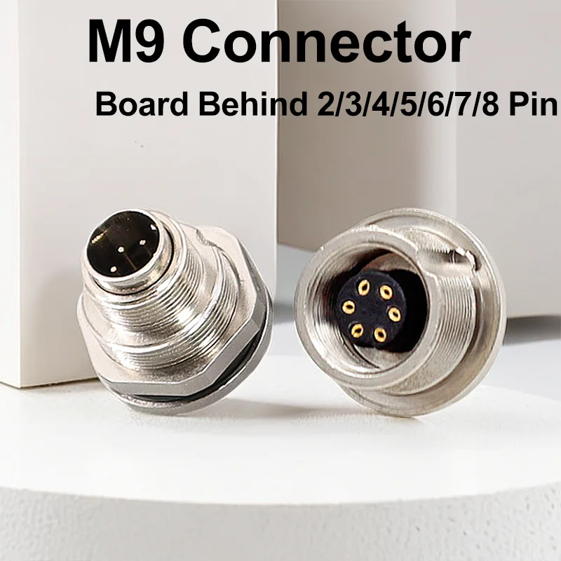 5/10/100 Sets M9 Waterproof Board Behind Connector Aviation Plug Socket Male&Female 2/3/4/5/6/7/8 Pins Crimping Welding