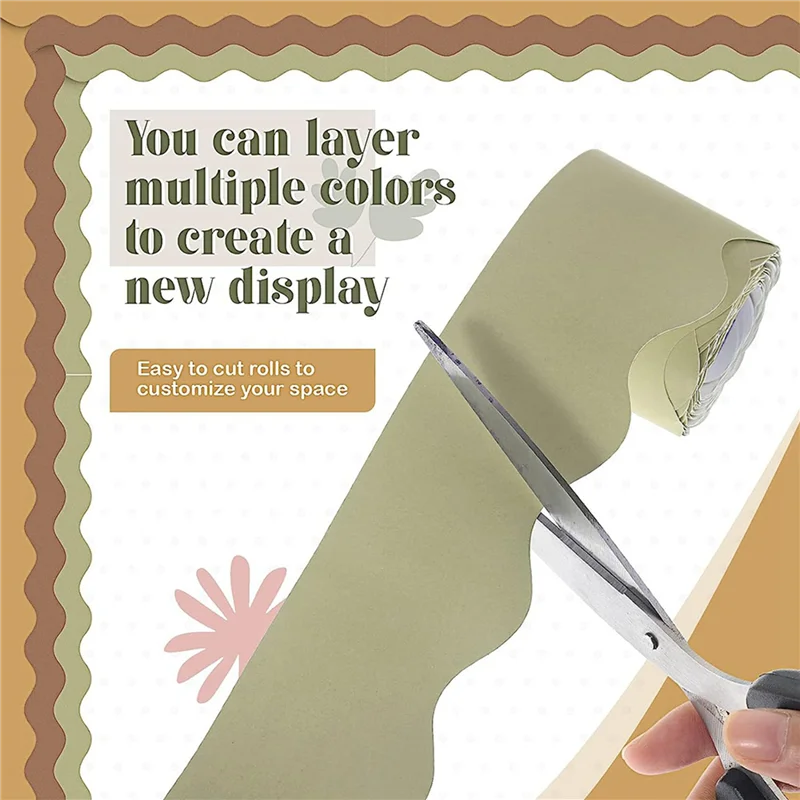 TTKK-12 لفات 196.8 قدم حدود الفصول الدراسية الملونة للوحة الإعلانات لوحة الإعلانات الصدفية لتزيين لوحة الإعلانات في الفصول الدراسية