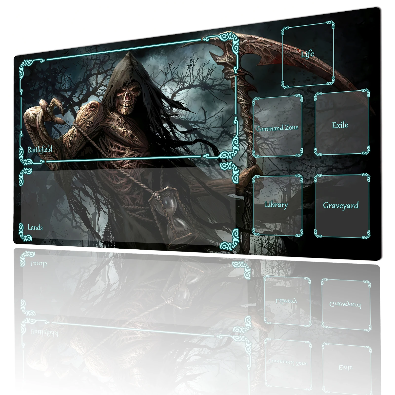 Tappetino da gioco Magic Card con zona Death Skeleton Man anime mtg tappetino da scrivania Tappetino da gioco Commander adatto per la raccolta di giochi