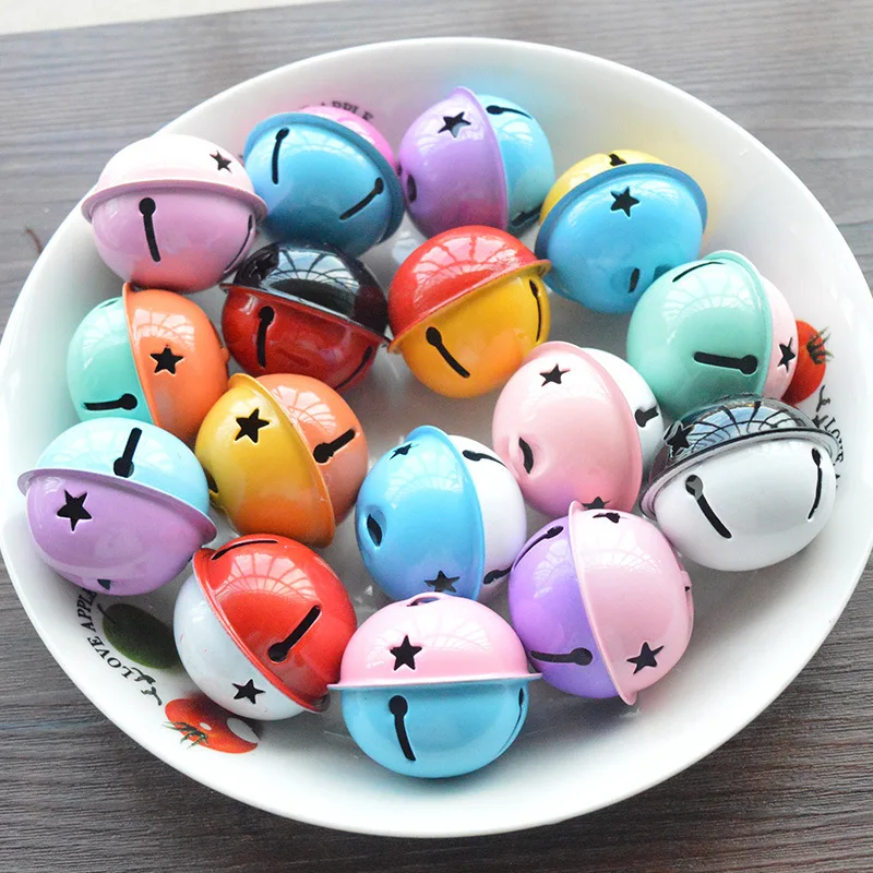 40mm Jingle Bells 5 Pcs Double Color Loose Beads For Festival Party Decoration/Christmas Tree Decoration/DIY Crafts Accessories