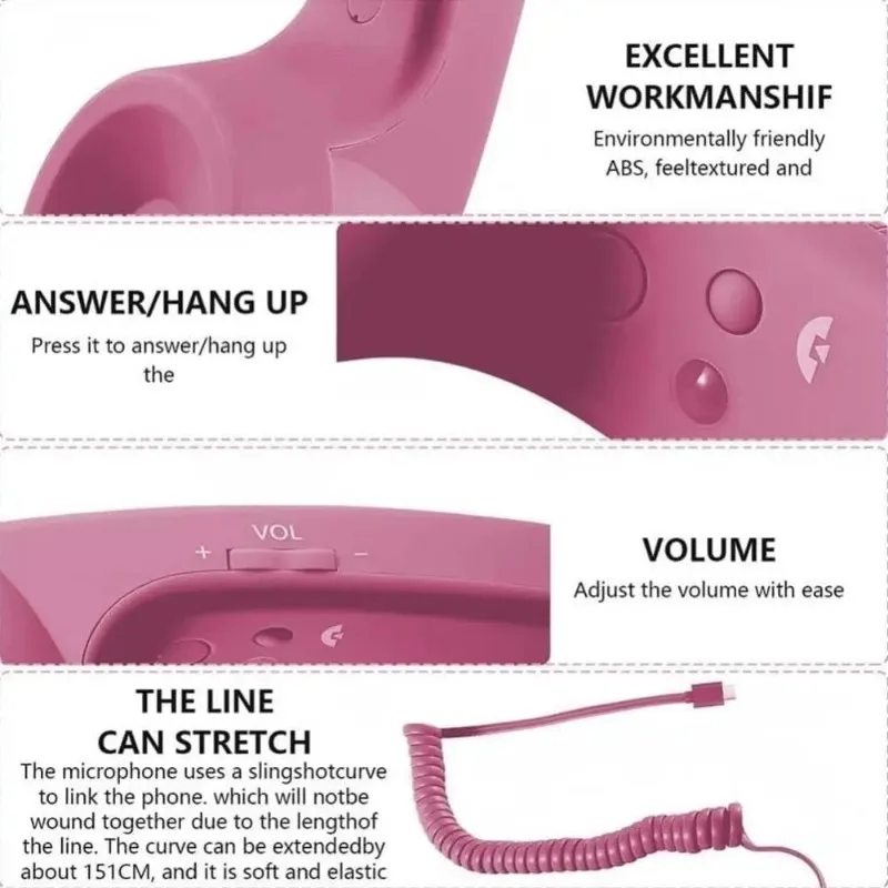 with Microphone Phone Handset Type-C Tangle Free Wire Landline Handle Receiver Telephone Style Handheld Cell Phone Receiver