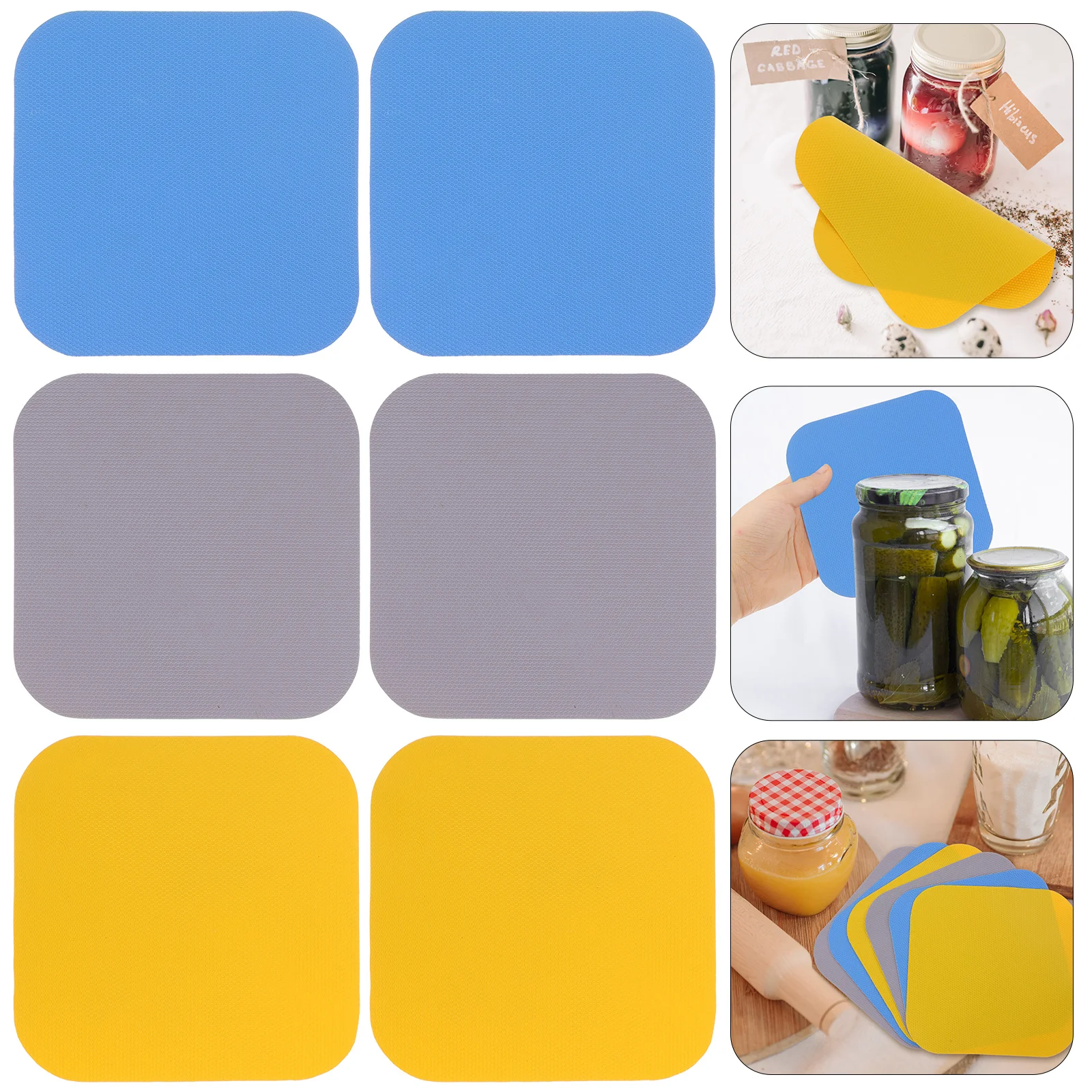 6 Pcs Rubber Bottle Opening Mat Jar Opener Gripper Pad Coasters Lid Pads for Hand Can