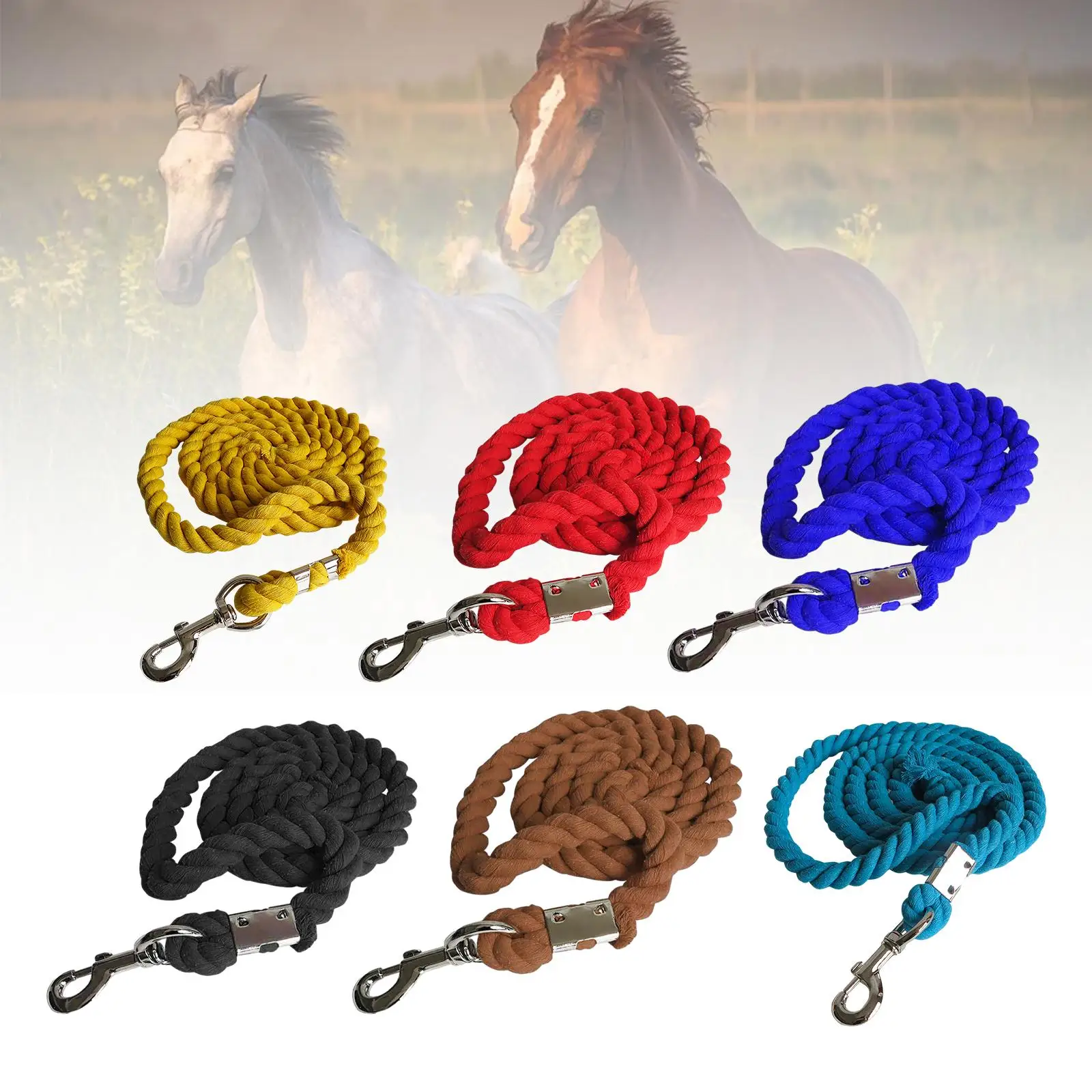 Horse Lead Rope for Livestock Swivel Buckle Equestrian Rein Racing Halters