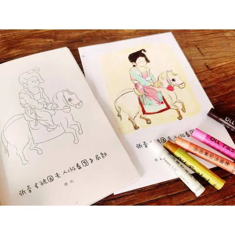 Kolorowanie słynnych postaci w obrazach pastelami olejnymi, techniki malarstwa olejnego, książki o malarstwie olejnym, kolorowanka