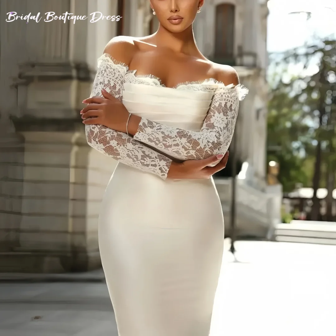 Personalizado vestido de casamento de luxo elegante sereia fora do ombro noiva desses sem alças rendas novos vestidos de noiva novia