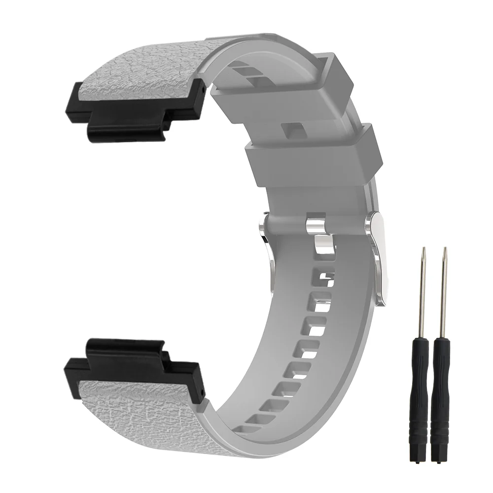 

Leather Grain Silicone Watch Strap For Garmin Watch 235 Metal Buckle Quick Release Washable Sport Smartwatch Band Men Women